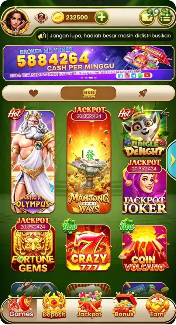 Cuplikan layar GEBYAR4D — menu navigasi