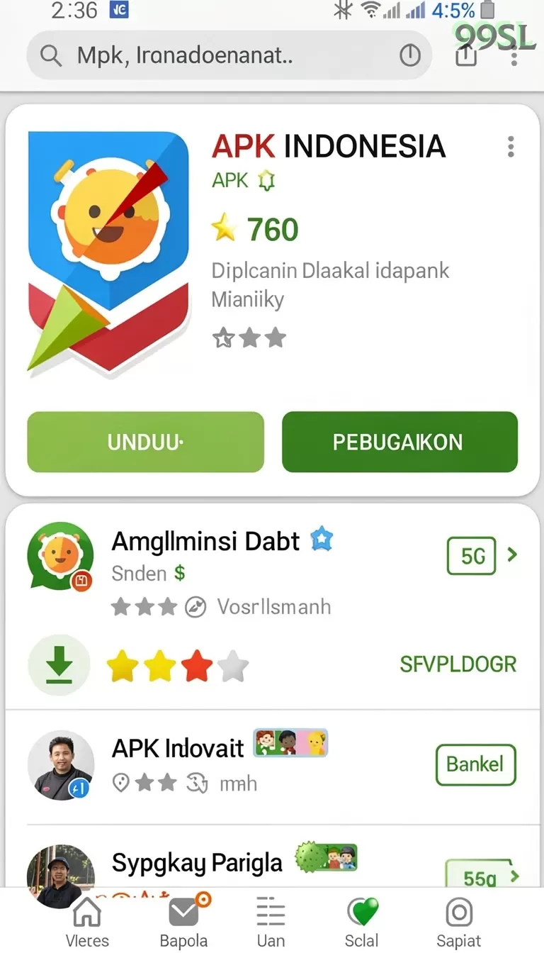 Cuplikan layar Y89 — menu navigasi